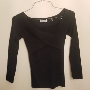 NWT Sandro Paris Black Knit Cross Ribbed Sweater